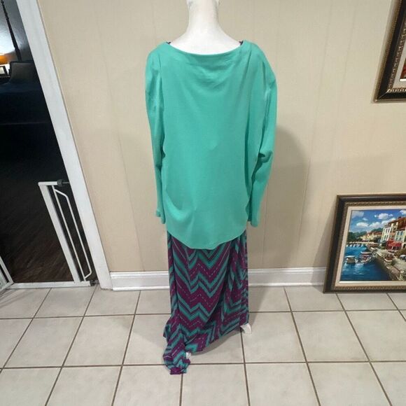 Womens Plus Size Maxi Skirt and Cardigan, size XL, Coral Bay, Purple and Turquoi - Picture 4 of 8